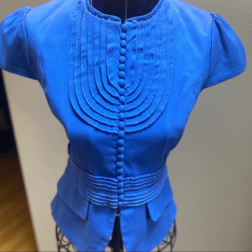 SOLD NWOT BCBG Max Azria Blue Cap Slv Button Blazer XS - Picture 3 of 10